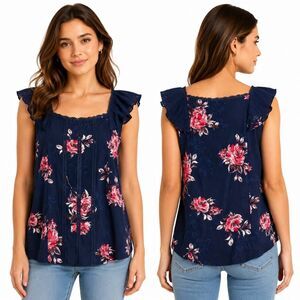 Maurices Small Floral Ruffle Sleeve Boho Blouse Top